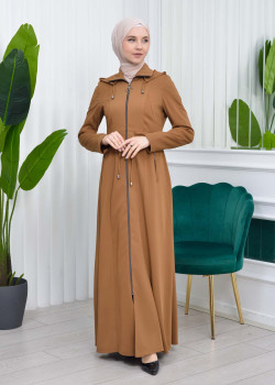 مانطو برادا نسائي طويل بكبيشون قابل للإزالة 1200 - ترابي