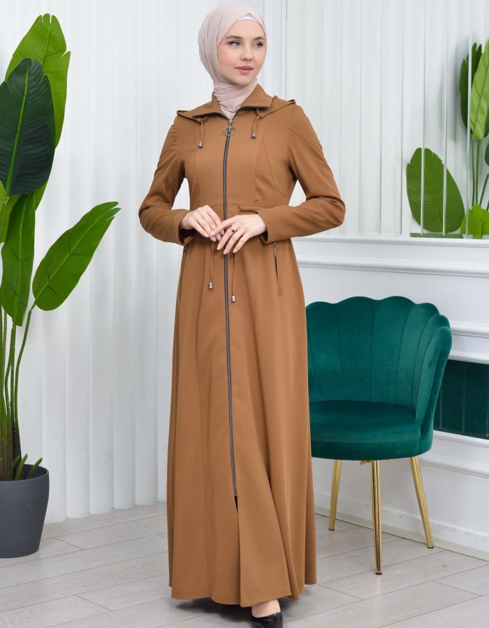 Women's Detachable Hooded Zipper Prada trenchcoat  1200 taba