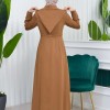 Women's Detachable Hooded Zipper Prada trenchcoat  1200 taba