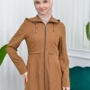 Women's Detachable Hooded Zipper Prada trenchcoat  1200 taba