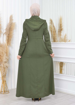 مانطو برادا نسائي طويل بكبيشون قابل للإزالة 1200 - عسكري