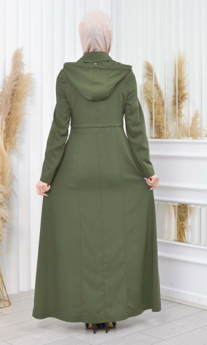 مانطو برادا نسائي طويل بكبيشون قابل للإزالة 1200 - عسكري