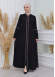 Women's Lace Embroidered Hooded Zippered Abaya 604 Bej