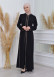 Women's Lace Embroidered Hooded Zippered Abaya 604 Bej