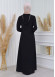 Women's Lace Embroidered Hooded Zippered Abaya 604 Bej