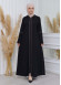 Womens Lace Embroidered Hooded Zippered Abaya 604 - tan