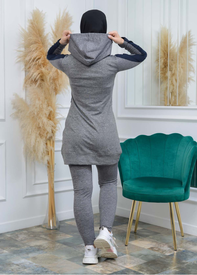 تونيك نسائي شرعي قطني مع كبشون 1053 Lacivert