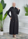 women overcoat  with hoodie of linen fabric 223 Siyah