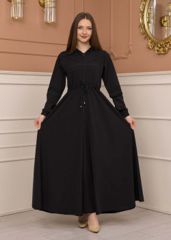 عباية نسائية صيفي بكبيشون ثابت وكمر قابل للإزالة 605 - زيتي