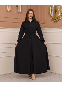 عباية نسائية صيفي بكبيشون ثابت وكمر قابل للإزالة 605 - زيتي