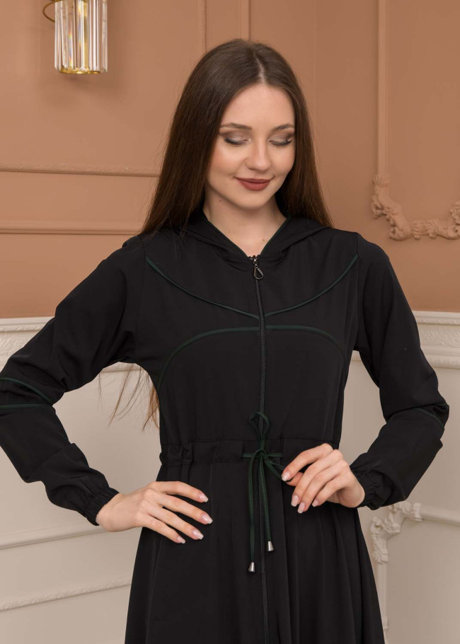 Women's Hooded Abaya with Detachable Belt 605 Haki