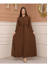 Womens Hooded Abaya with Detachable Belt 605 - tan