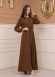 Women's Hooded Abaya with Detachable Belt 605 taba