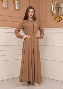 عباية نسائية صيفي بكبيشون ثابت وكمر قابل للإزالة 605 - شوكو كاشف