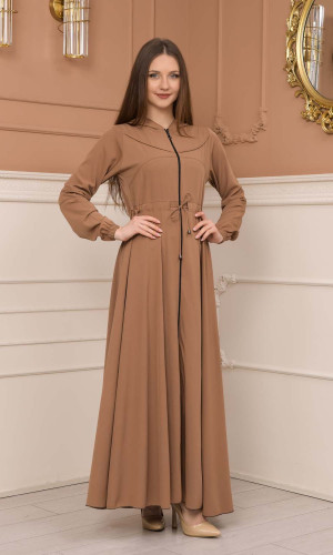 عباية نسائية صيفي بكبيشون ثابت وكمر قابل للإزالة 605 - شوكو كاشف