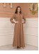 Womens Hooded Abaya with Detachable Belt 605 - light brown