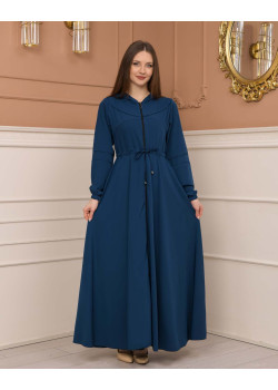 عباية دبل كلوش بكبيشون مغربي وتفاصيل مقصبة 605 - تركواز