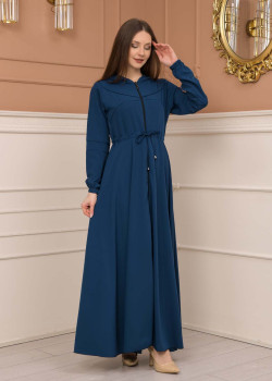 عباية دبل كلوش بكبيشون مغربي وتفاصيل مقصبة 605 - تركواز