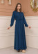Women's Hooded Abaya with Detachable Belt 605 Turkuaz