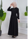 Women's Hooded Abaya with Detachable Belt 605 Siyah