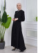 Women's Hooded Abaya with Detachable Belt 605 Siyah