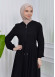 Women's Hooded Abaya with Detachable Belt 605 Siyah