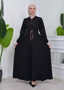 عباية نسائية صيفي بكبيشون ثابت وكمر قابل للإزالة 605 - ليلك