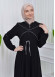 Women's Hooded Abaya with Detachable Belt 605 Beyaz