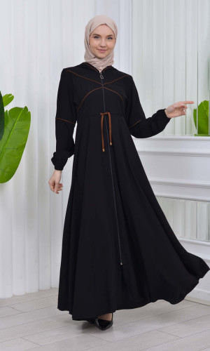 عباية دبل كلوش بكبيشون مغربي وتفاصيل مقصبة 605 - بني