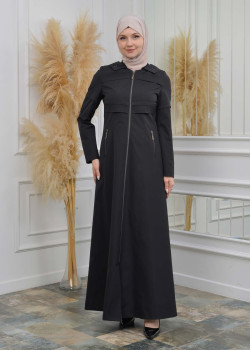 ترانشكوت نسائي صيفي رائع مع كبشون 1100 - اسود