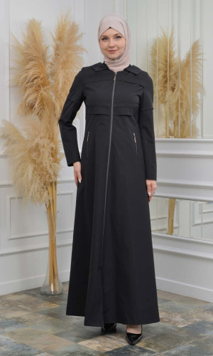 ترانشكوت نسائي صيفي رائع مع كبشون 1100 - اسود