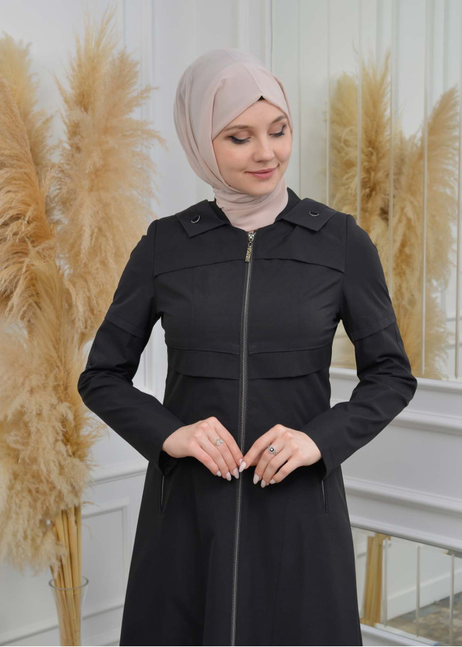 ترانشكوت نسائي صيفي رائع مع كبشون 1100 Siyah