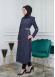 Womens Hoodied Overcoat of parashot Fabric 1104 - deep blue