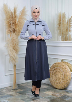 ترانشكوت نسائي صيفي رائع مع كبشون 1114 - فضي