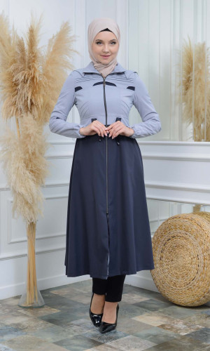 ترانشكوت نسائي صيفي رائع مع كبشون 1114 - فضي