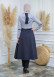 Women's Hoodied Overcoat of parashot Fabric 1114 Gri