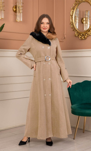 مانطو جوخ نسائي شتوي 1370 - بيج