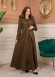 Women’s Long Winter Suede Coat 1369 - khaki