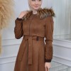 ترانشكوت نسائي شامواه بليسيه كبشون متحرك 1316 Kahve