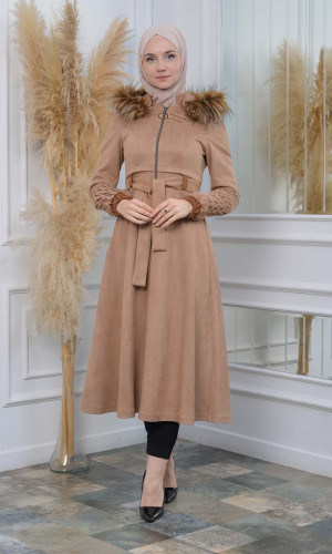 ترانشكوت نسائي شامواه بليسيه كبشون متحرك 1316 - بيج