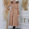 Women's trench coat suede, plisse, movable hood, 1316 Bej