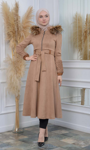 ترانشكوت نسائي شامواه بليسيه كبشون متحرك 1316 - بيج