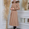 Women's trench coat suede, plisse, movable hood, 1316 Bej