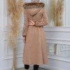 Women's trench coat suede, plisse, movable hood, 1316 Bej