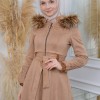 Women's trench coat suede, plisse, movable hood, 1316 Bej