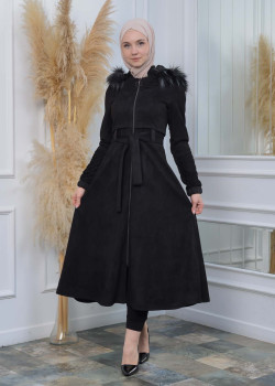 ترانشكوت نسائي شامواه بليسيه كبشون متحرك 1316 - اسود