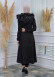 Women's trench coat suede, plisse, movable hood, 1316 Siyah
