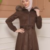 ترانشكوت نسائي شامواه بليسيه كبشون متحرك 1316 patlıcan rengi