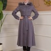 Suede Trenchcoat mit Plissee-Details 1316 - Grau
