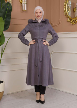 ترانشكوت نسائي شامواه بليسيه كبشون متحرك 1316 - فضي